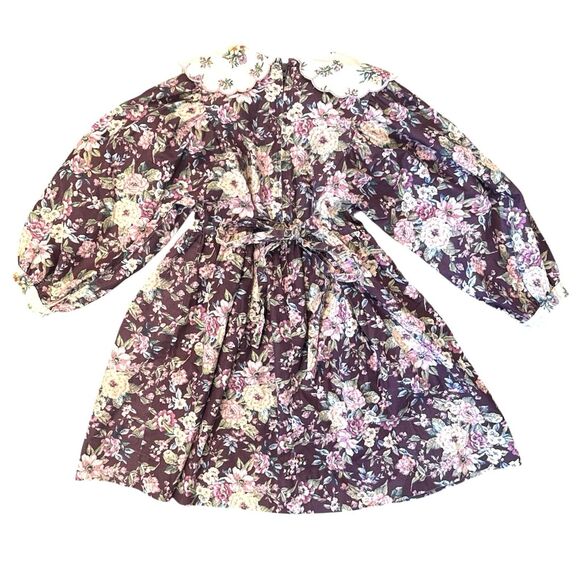 Vintage Polly Flinders Hand Smocked Dress Floral Pink/purple Sz 5 Cottage - Picture 2 of 10